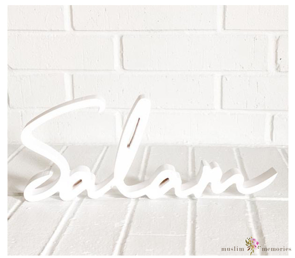 "Salam" Wooden Word Art Muslim Memories