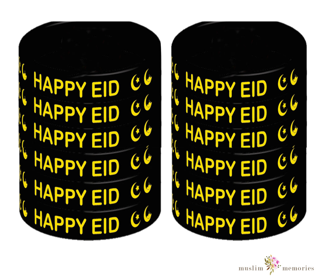Eid Mubarak Wristband Set of 12 Pieces Muslim Memories