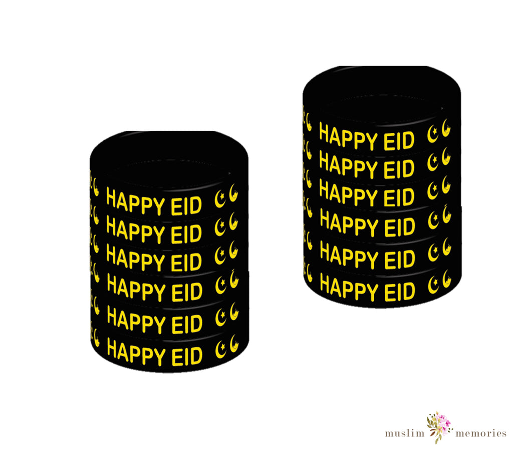 Eid Mubarak Wristband Set of 12 Pieces Muslim Memories