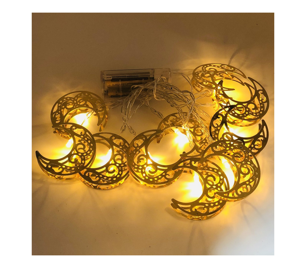 Eid Moon Shaped Hanging Pendant LED String Lights U-SHINE CRAFT CO.