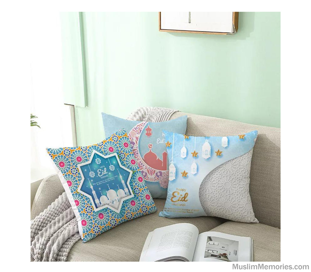 Happy Eid Mubarak Arabesque Pillow Case Muslim Memories