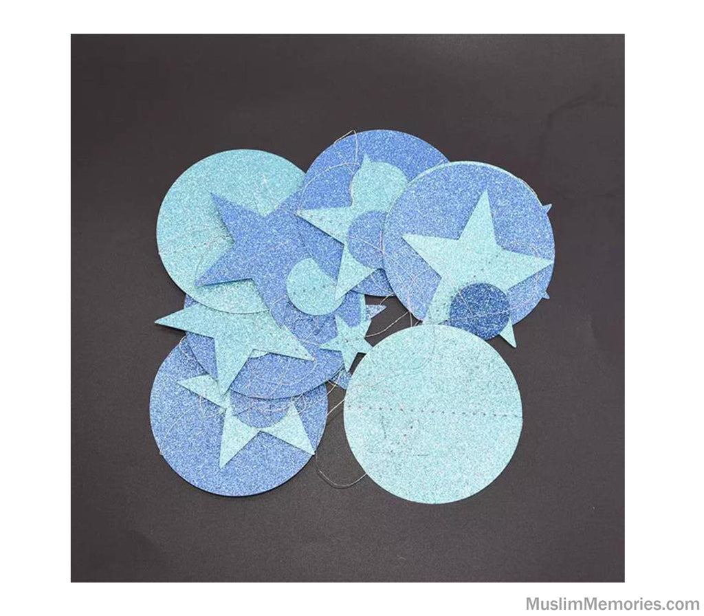 Ramadan Decoration Round Glitter and Star Hanging Garland (Multiple Colors) Muslim Memories