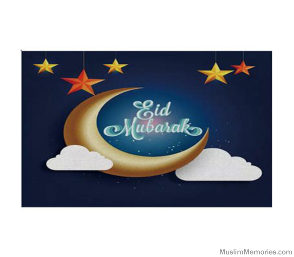 Eid Mubarak Moon Star and Cloud Linen Table Mat Muslim Memories
