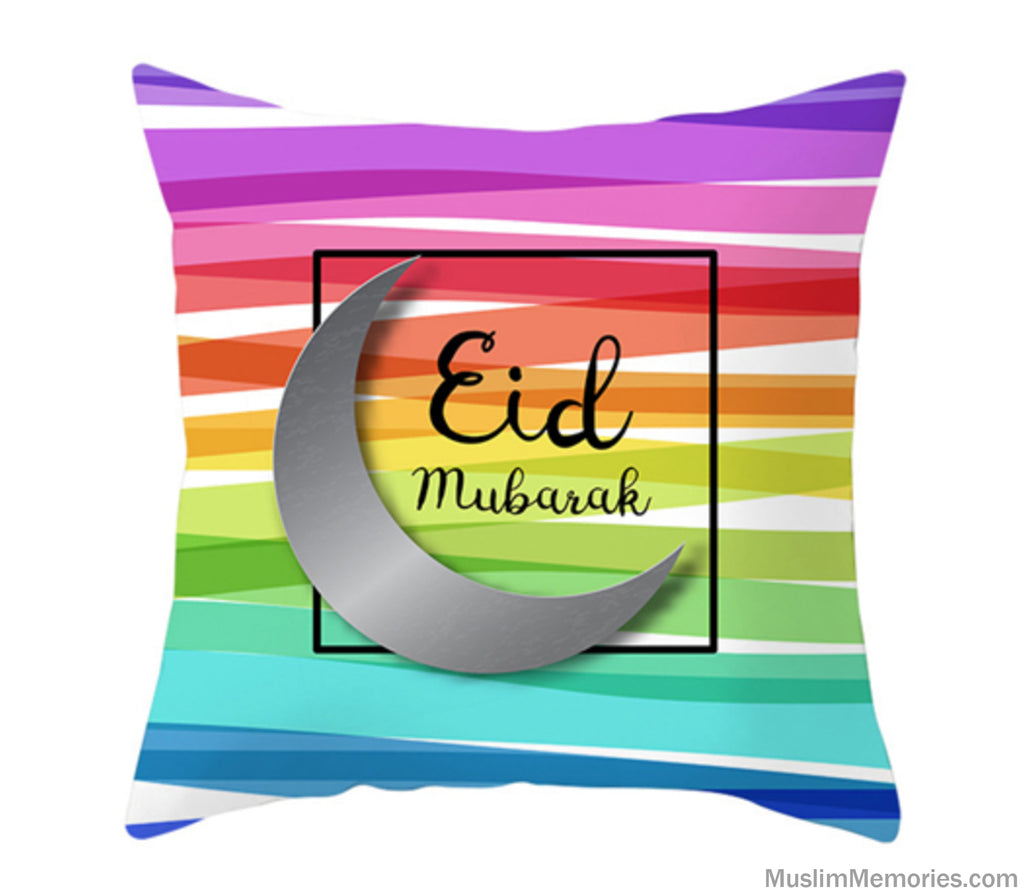 Multicolor Eid Mubarak Pillow Case Muslim Memories