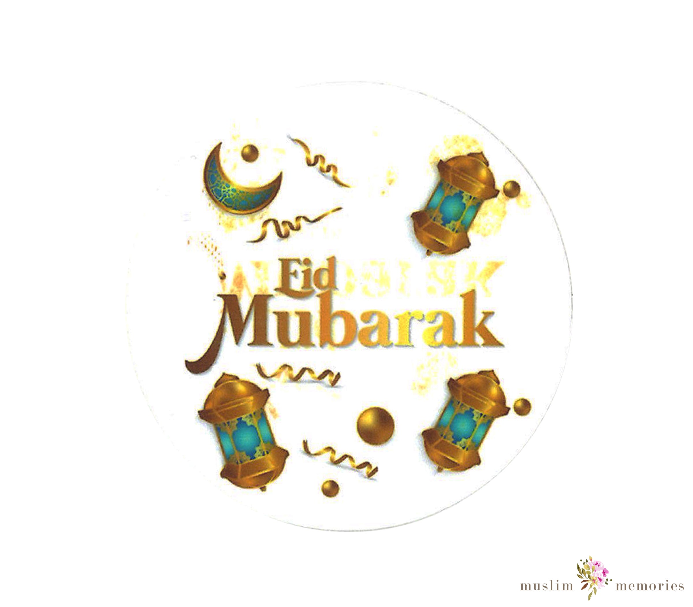 Arabic Eid Greeting Gold foil Stickers Set of 12 - Eidway Store