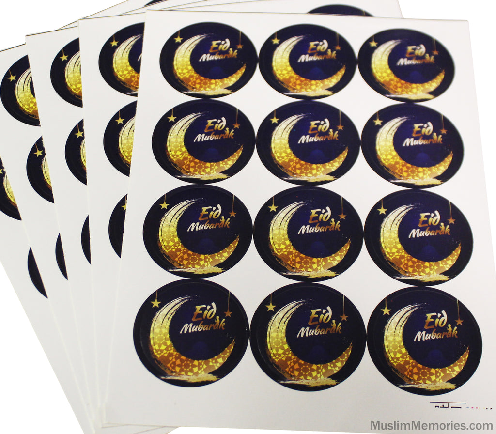 Eid Mubarak Sticker Gold Crescent- 24 stickers (Copy) Muslim Memories