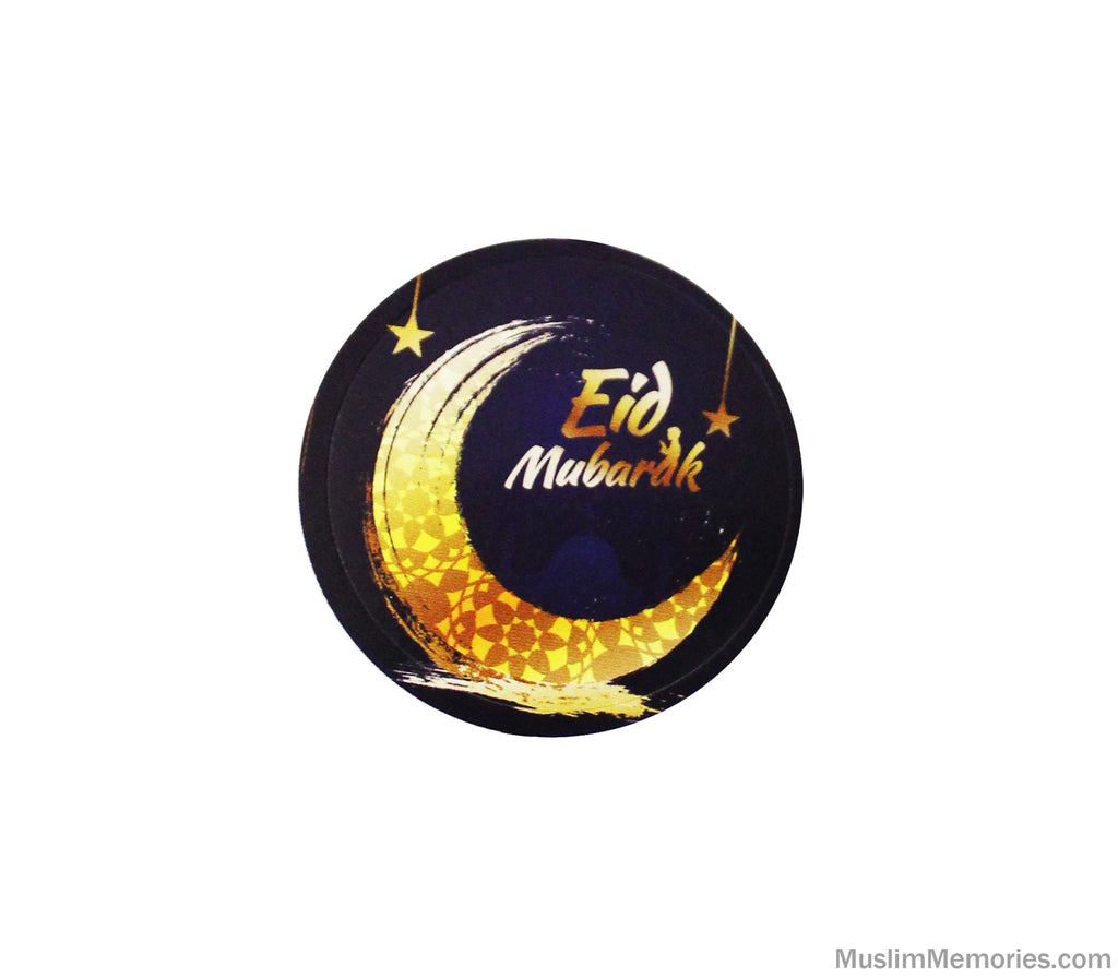 Eid Mubarak Sticker Gold Crescent- 24 stickers Muslim Memories