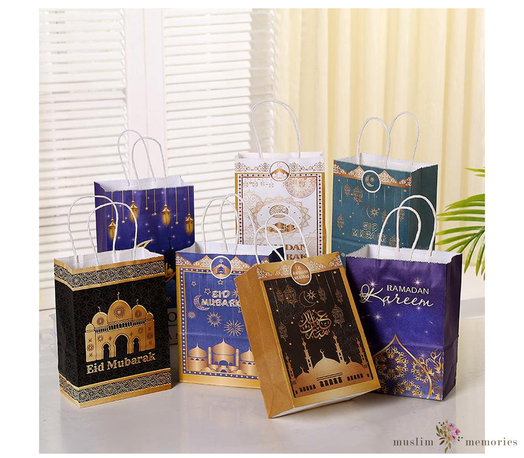 Ramadan Mubarak Paper Gift Bags Set of 8 (Large) Muslim Memories