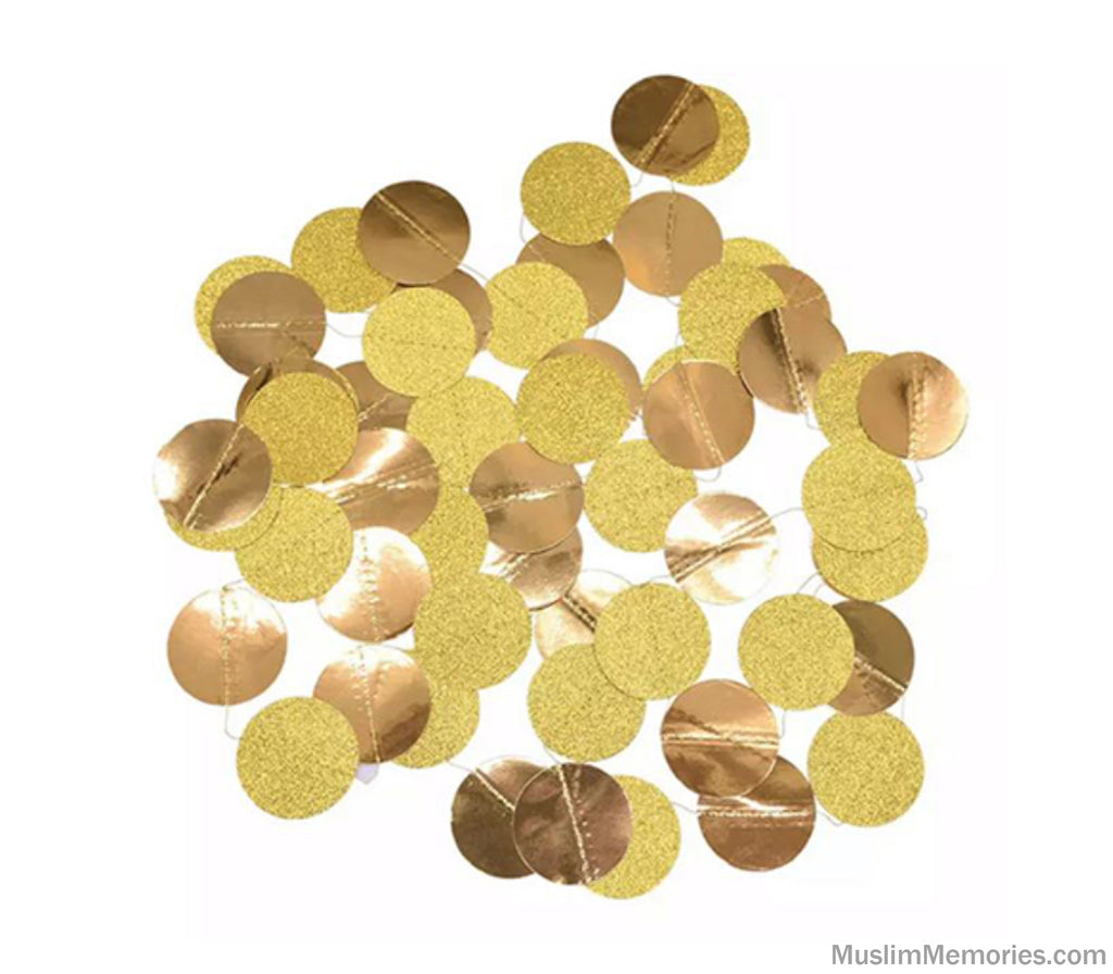 Ramadan Decoration Round Glitter Hanging Garland (Multiple Colors) Muslim Memories