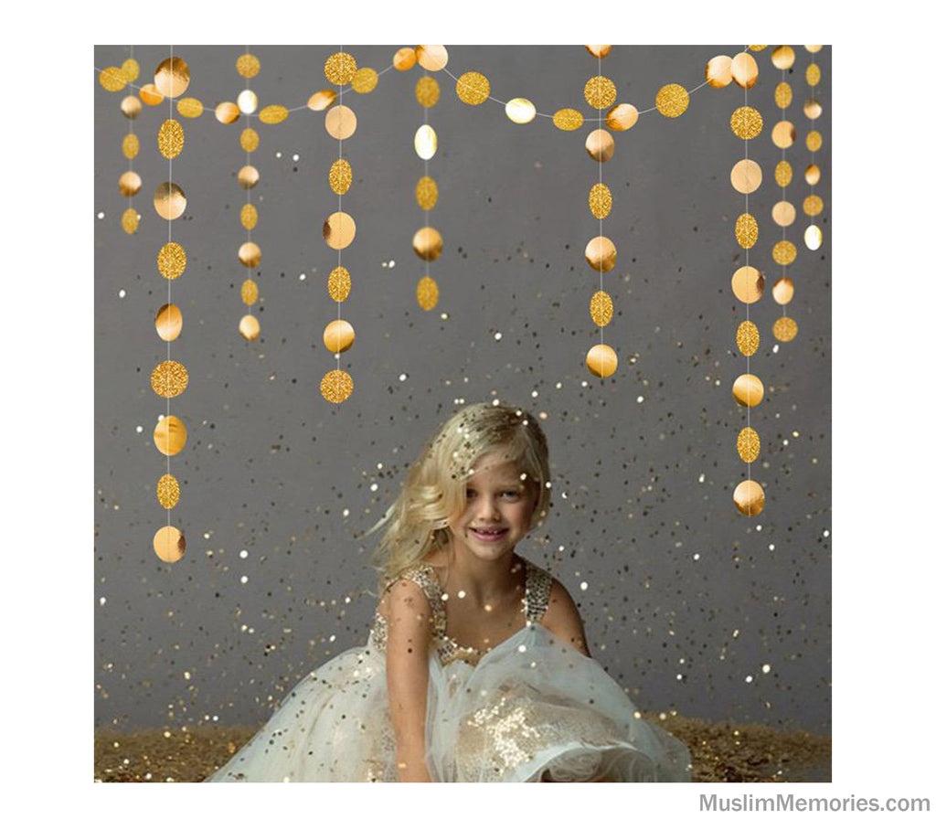 Ramadan Decoration Round Glitter Hanging Garland (Multiple Colors) Muslim Memories