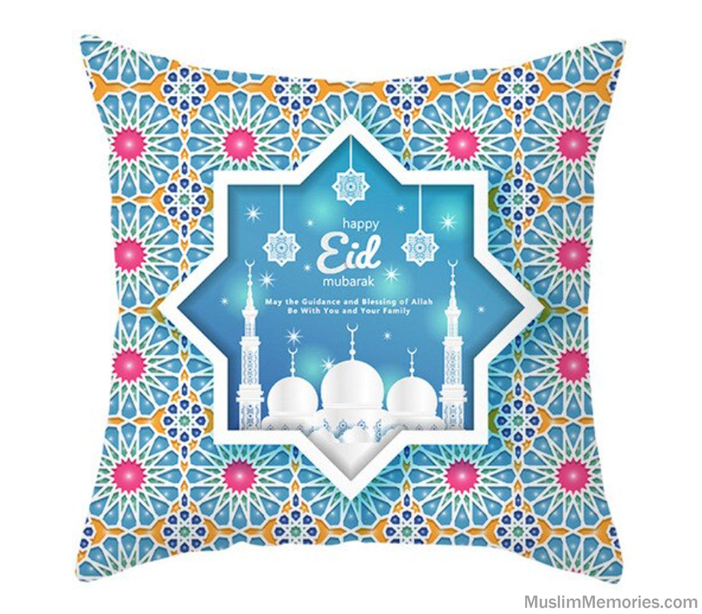 Happy Eid Mubarak Arabesque Pillow Case Muslim Memories