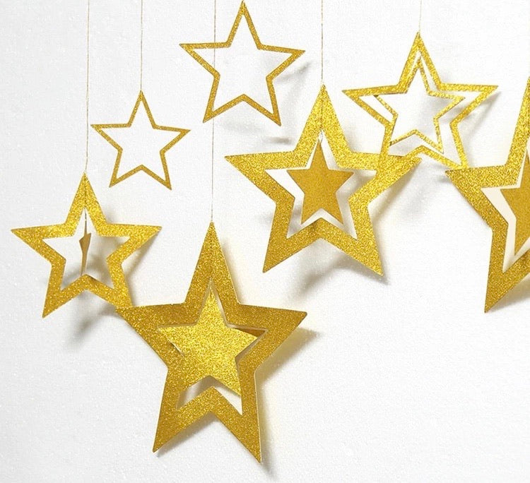 Ramadan Decoration Glitter Hanging Star Garland (Multiple Colors) Muslim Memories