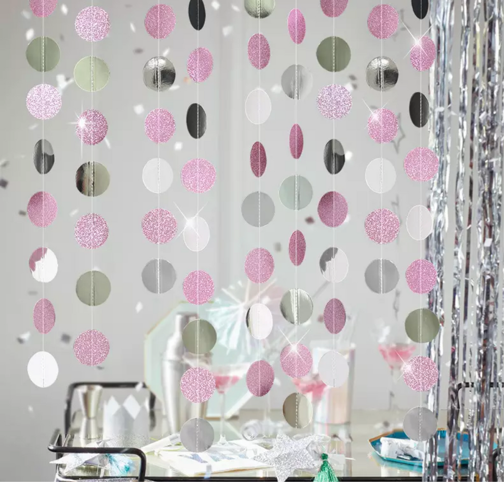 Ramadan Decoration Round Glitter Hanging Garland (Multiple Colors) Muslim Memories