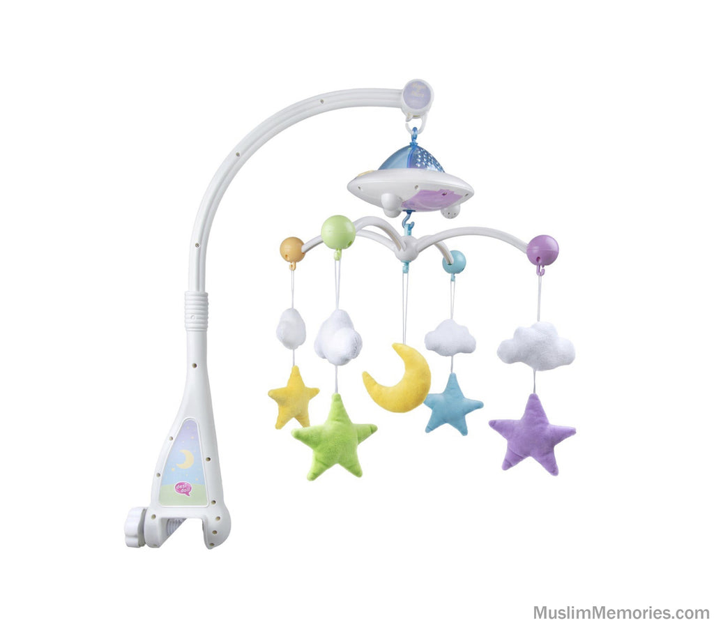 Islamic Baby Crib Mobile Moon and Star with Quran and Light Projection Muslim Memories