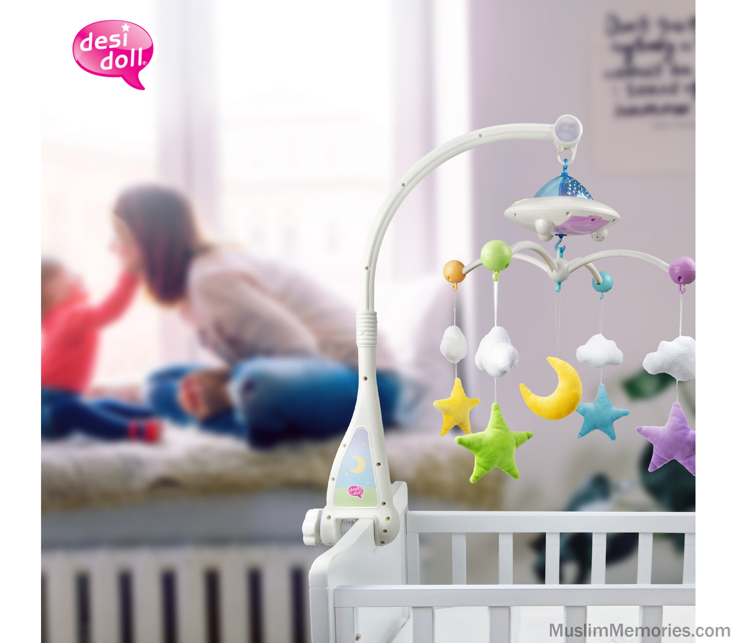 Cot mobile with light projection cheap
