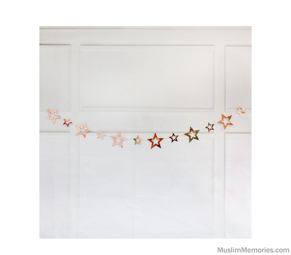 Eid Banner Star Light Star Bright Garland (Multiple Colors) Muslim Memories
