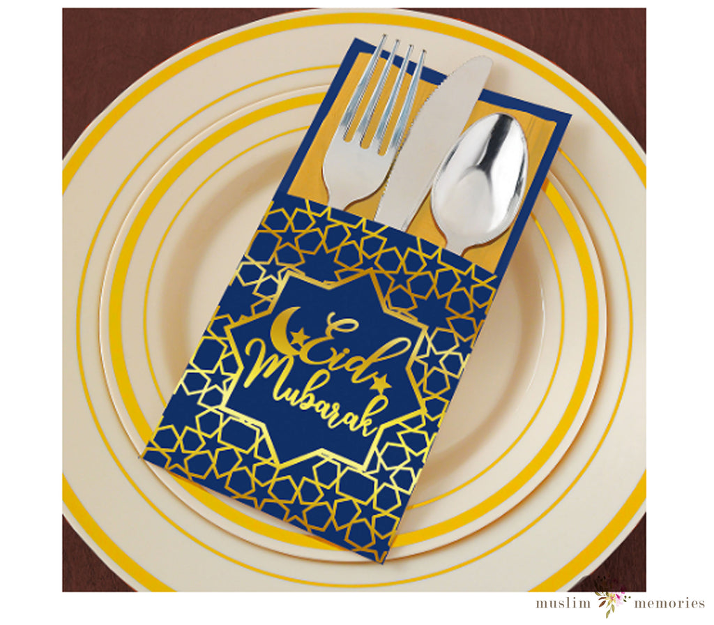 Eid Mubarak Paper Cutlery Sleeves, 12ct Muslim Memories