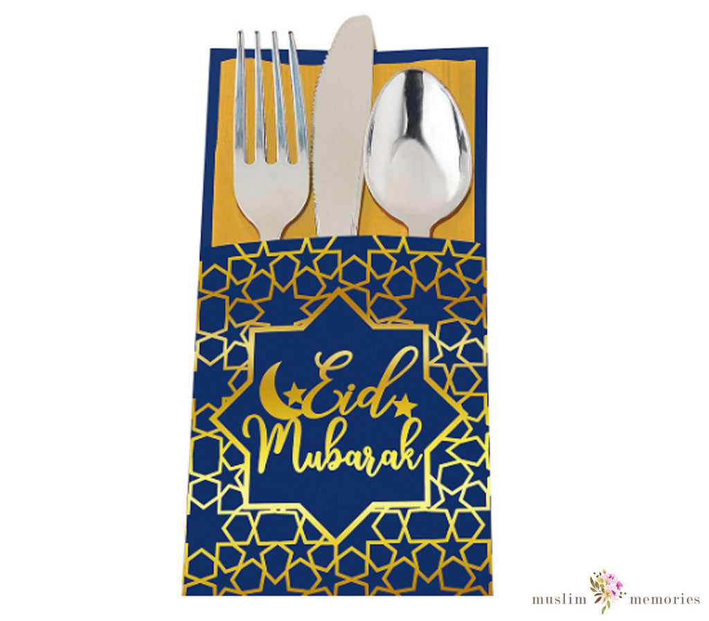 Eid Mubarak Paper Cutlery Sleeves, 12ct Muslim Memories